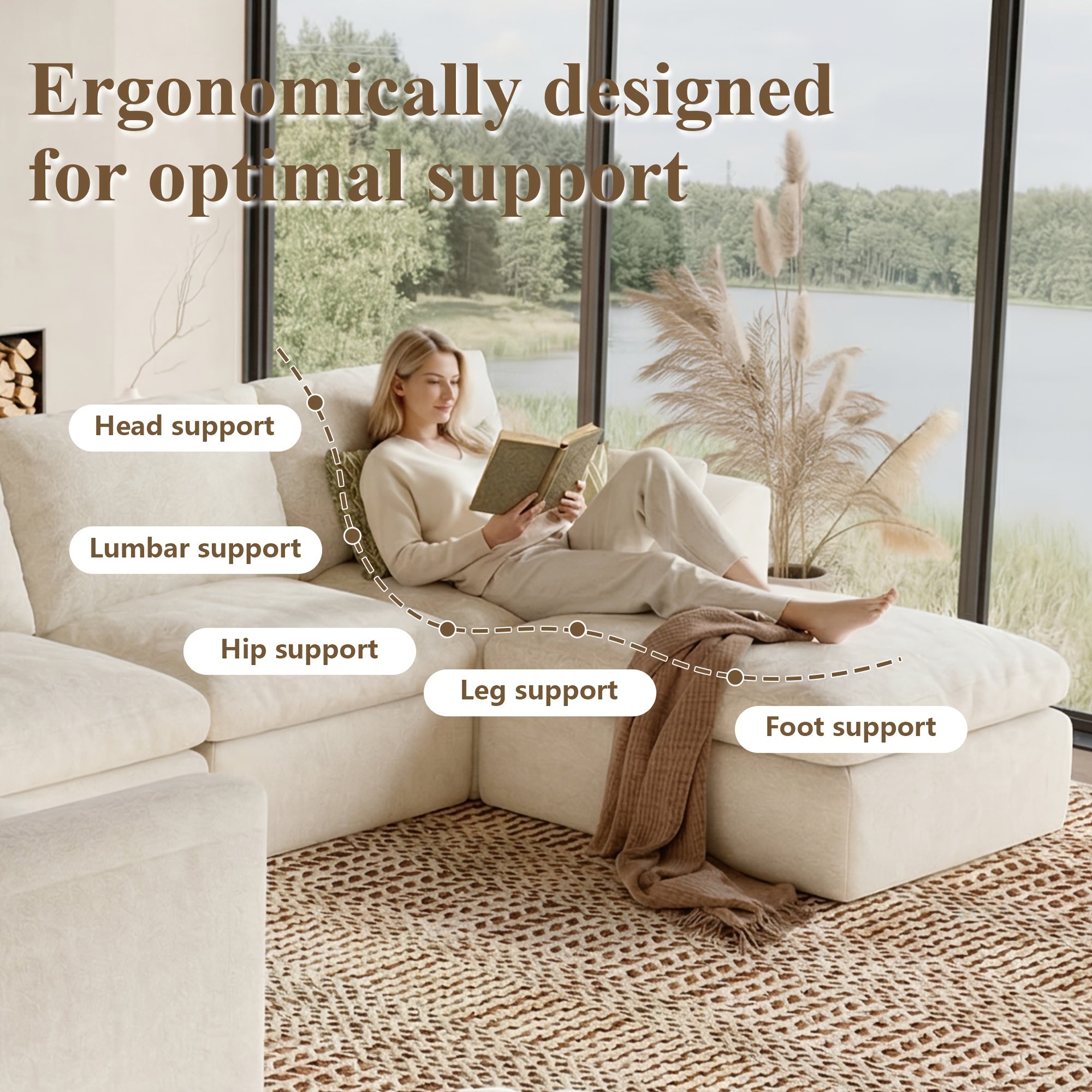 Modular Cloud Sofa Set Suitable for Living Room, Modern Sectional Couch with Foam Cushions & Corduroy Upholstery, Ergonomic Deep Seating Comfort, Sturdy Construction, Easy Assembly, Suitable for Apartment, Contemporary Home Furniture