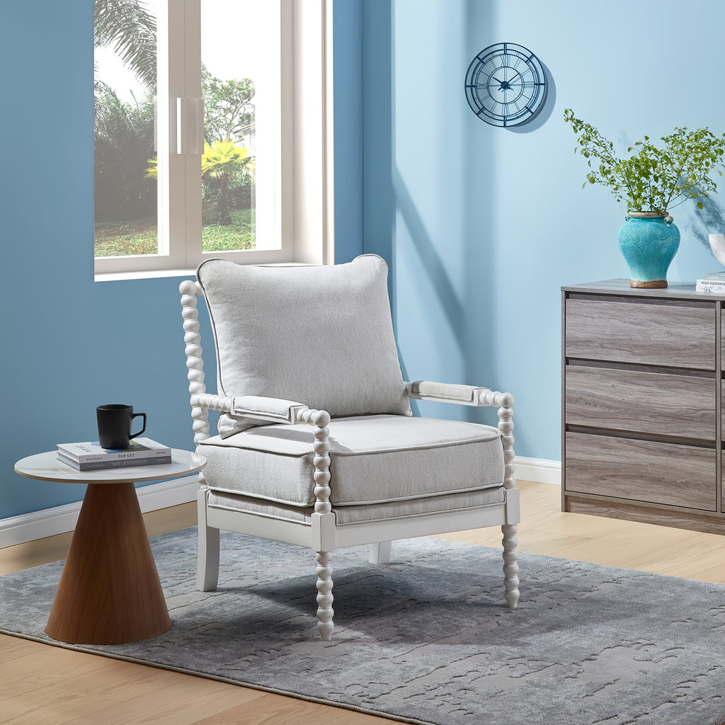 Morden Fort Beige Reading Chair | Linen | Mid Century Modern, Accent | Bedroom, Living Room | Upholstered, Comfy, Armchair, Accent Chair