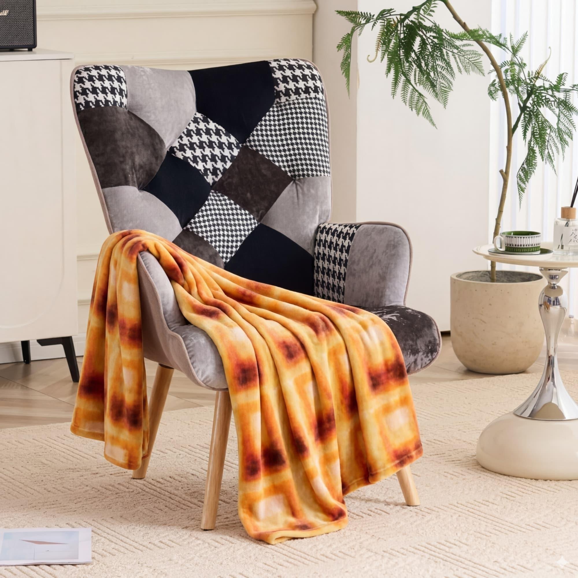 330lb Capacity Colorful Patchwork Modern Accent Chair - High Back Armchair with Memory Foam Cushion & Hardwood Legs, Linen Living Room, Bedroom, Home Office Chair - Easy Assembly, Neutral & Accent Colors - for Living Room, Reading Nook Decor