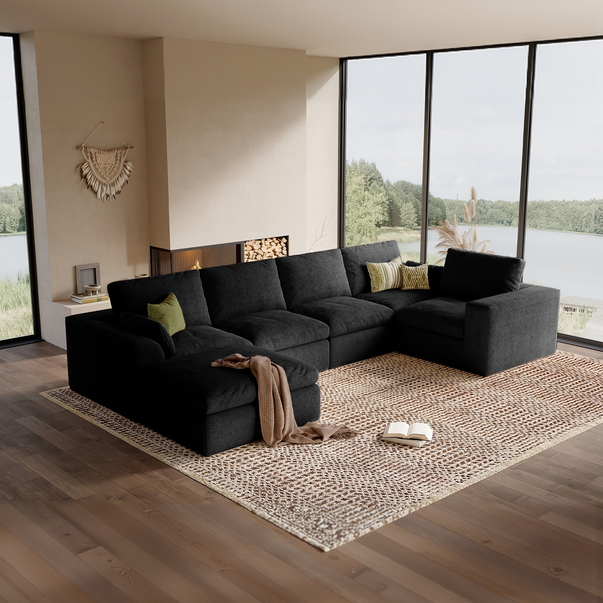 Modular Cloud Sofa Set Suitable for Living Room, Modern Sectional Couch with Foam Cushions & Corduroy Upholstery, Ergonomic Deep Seating Comfort, Sturdy Construction, Easy Assembly, Suitable for Apartment, Contemporary Home Furniture