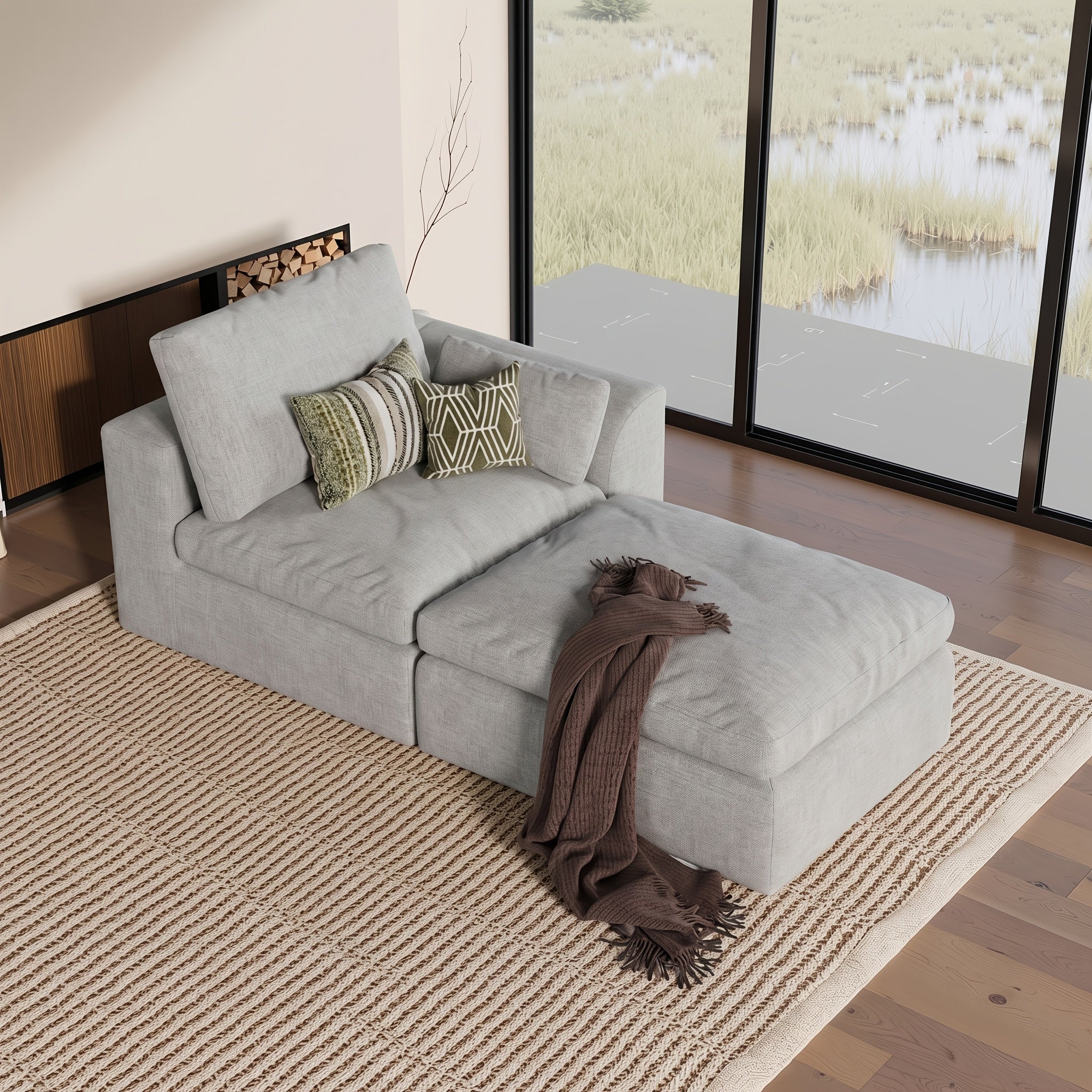 Modular Cloud Sofa Set Suitable for Living Room, Modern Sectional Couch with Foam Cushions & Corduroy Upholstery, Ergonomic Deep Seating Comfort, Sturdy Construction, Easy Assembly, Suitable for Apartment, Contemporary Home Furniture