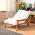 Modern Accent Chair with Ash Wood Armrests | Rabbit Fur Plush Lounge Chair for Living Room Relaxing, Bedroom Napping, Reading, Small Space Decor, Beige