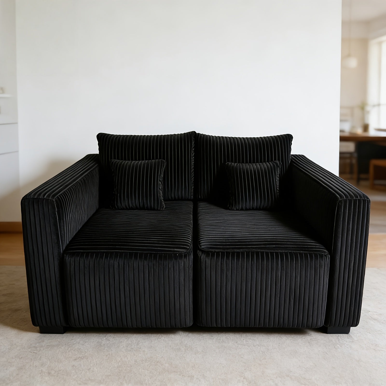 Modular Sectional Sofa, New Cloud Sectional Couch with Deep Seat, No Assembly Required, Stripe Corduroy Fabric And Memory Foam Sectional Couches, Modern Modular Sofa Couch with Chaise, Convertible Upholstered Boneless Couches for Living Room Bedroom