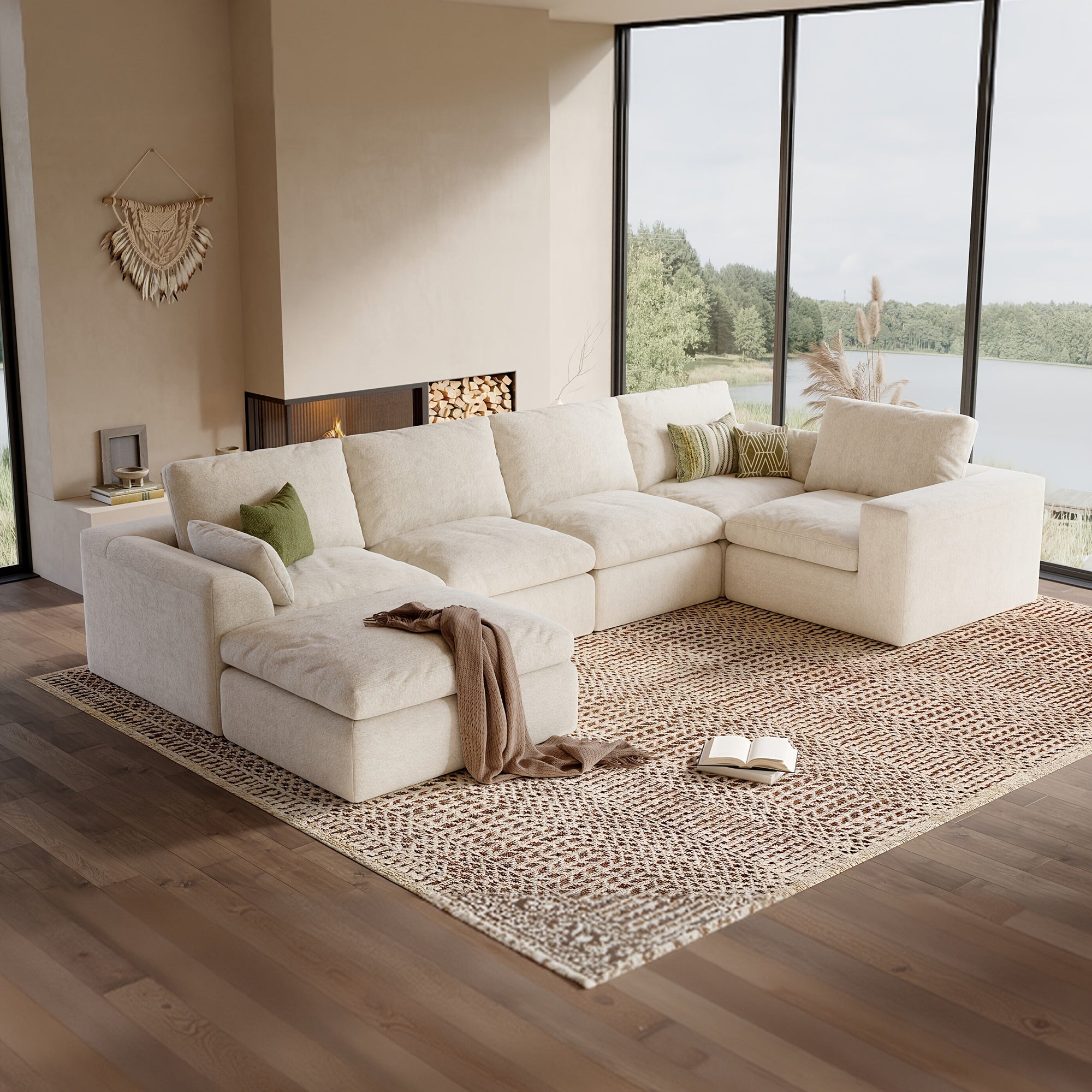 Modular Cloud Sofa Set Suitable for Living Room, Modern Sectional Couch with Foam Cushions & Corduroy Upholstery, Ergonomic Deep Seating Comfort, Sturdy Construction, Easy Assembly, Suitable for Apartment, Contemporary Home Furniture