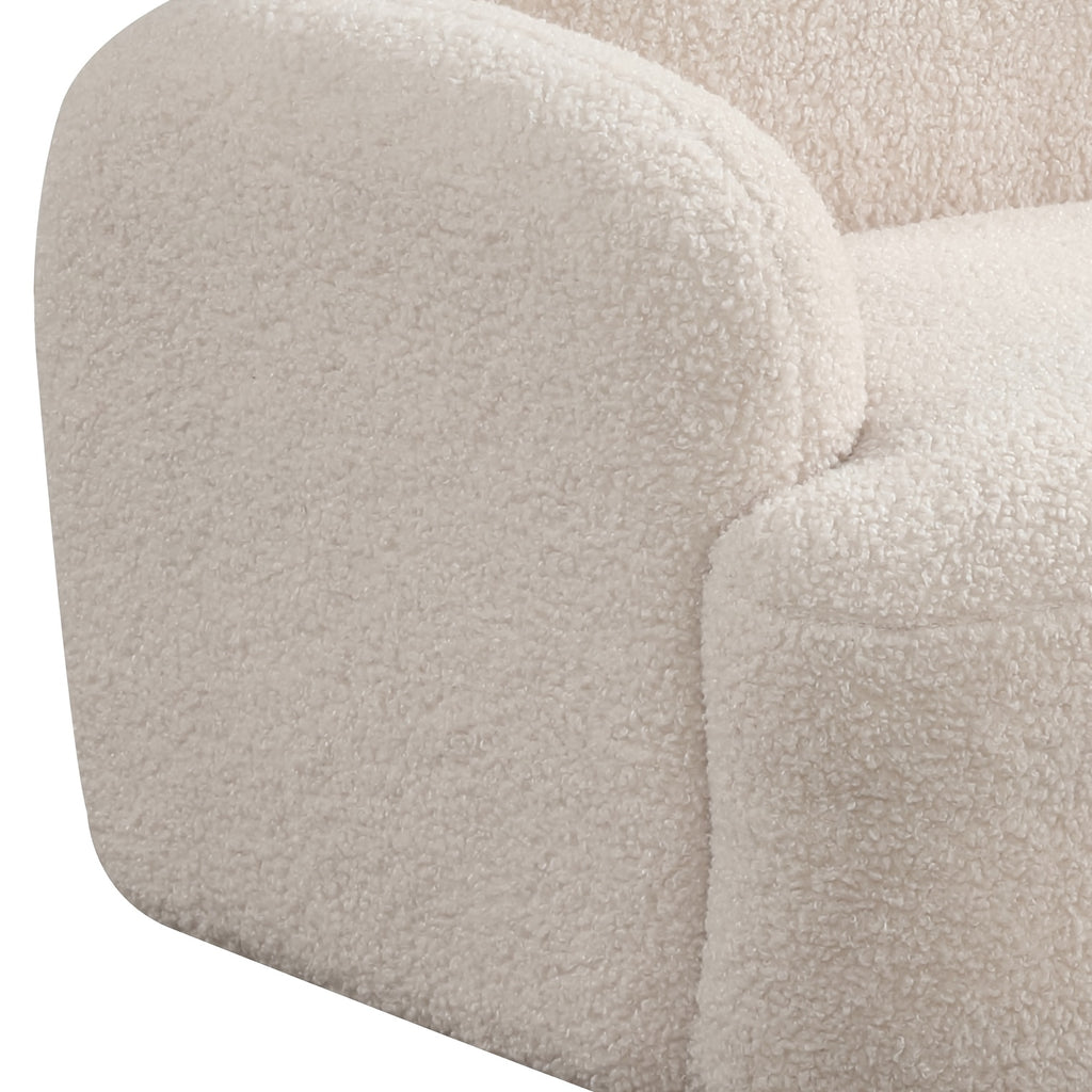 Raelynn Micro Accent Armchair, 25.5 Inch Wide Beige Sherpa Bear Shaped Lounge Chair, Mini Upholstered Armchair with Soft Boucle Fabric, Foam Cushion And Pocket Coil Support, Compact Cozy Chair for Small Spaces