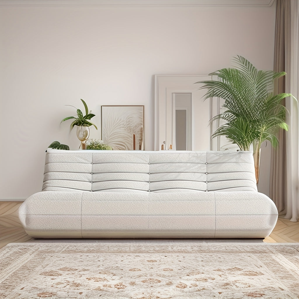 Minimalist Sofa Couch for The Living Room, Featuring a Triple Seat Design with Teddy Fleece, Suitable for Tatami Floors And Perfect As a Reading Chair in The Bedroom