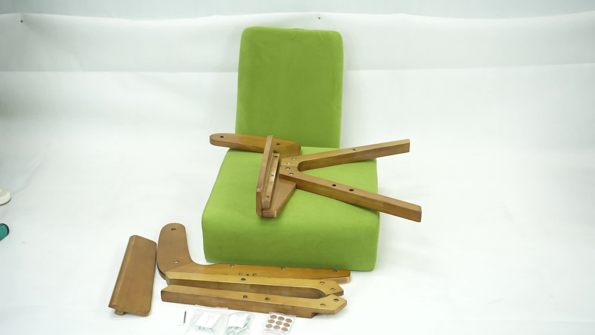 A Modern Medieval Style Lounge Chair with Velvet Cushions And Solid Wood Armrests, Perfect for Comfortable Seating in The Living Room, Bedroom, Or Balcony