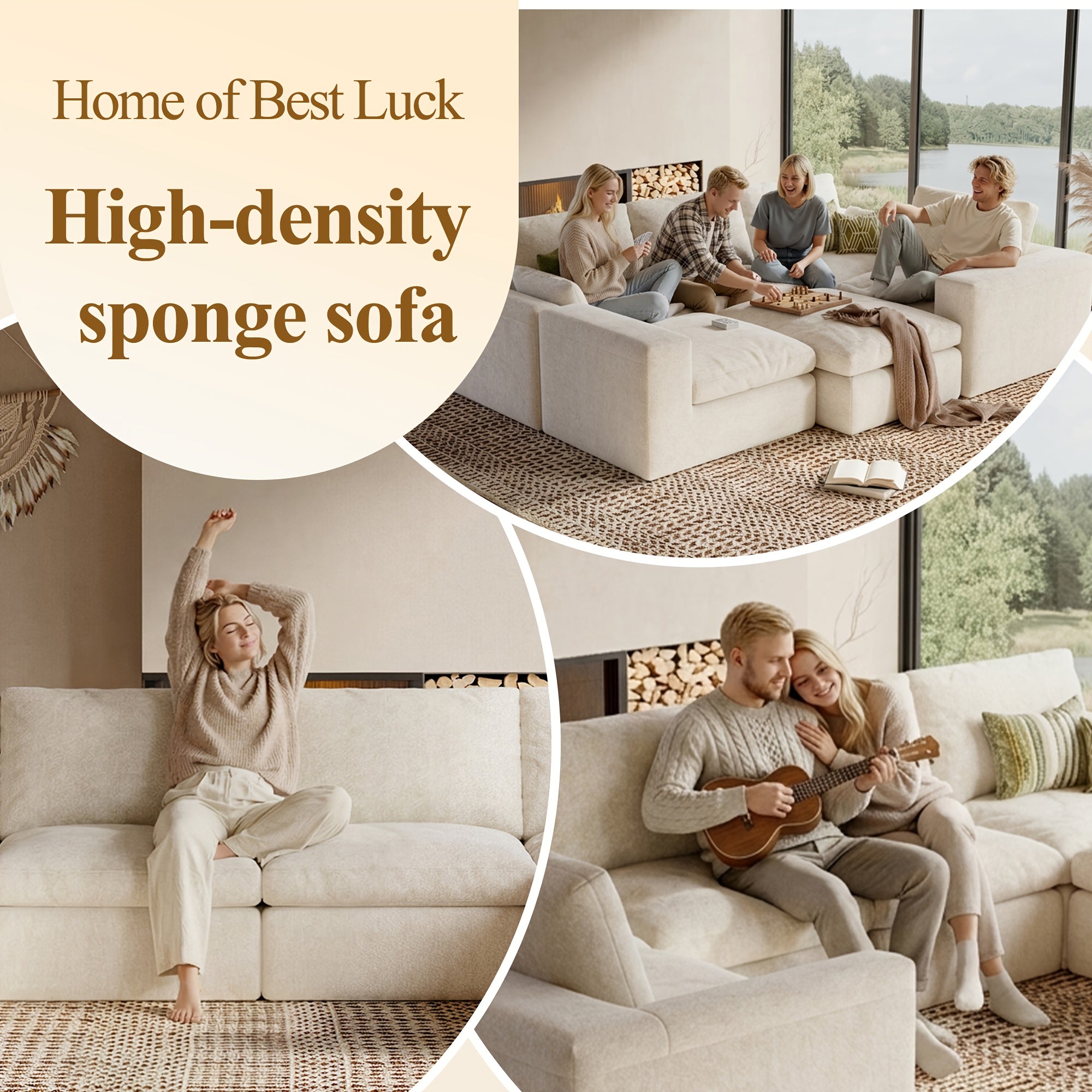 Modular Cloud Sofa Set Suitable for Living Room, Modern Sectional Couch with Foam Cushions & Corduroy Upholstery, Ergonomic Deep Seating Comfort, Sturdy Construction, Easy Assembly, Suitable for Apartment, Contemporary Home Furniture