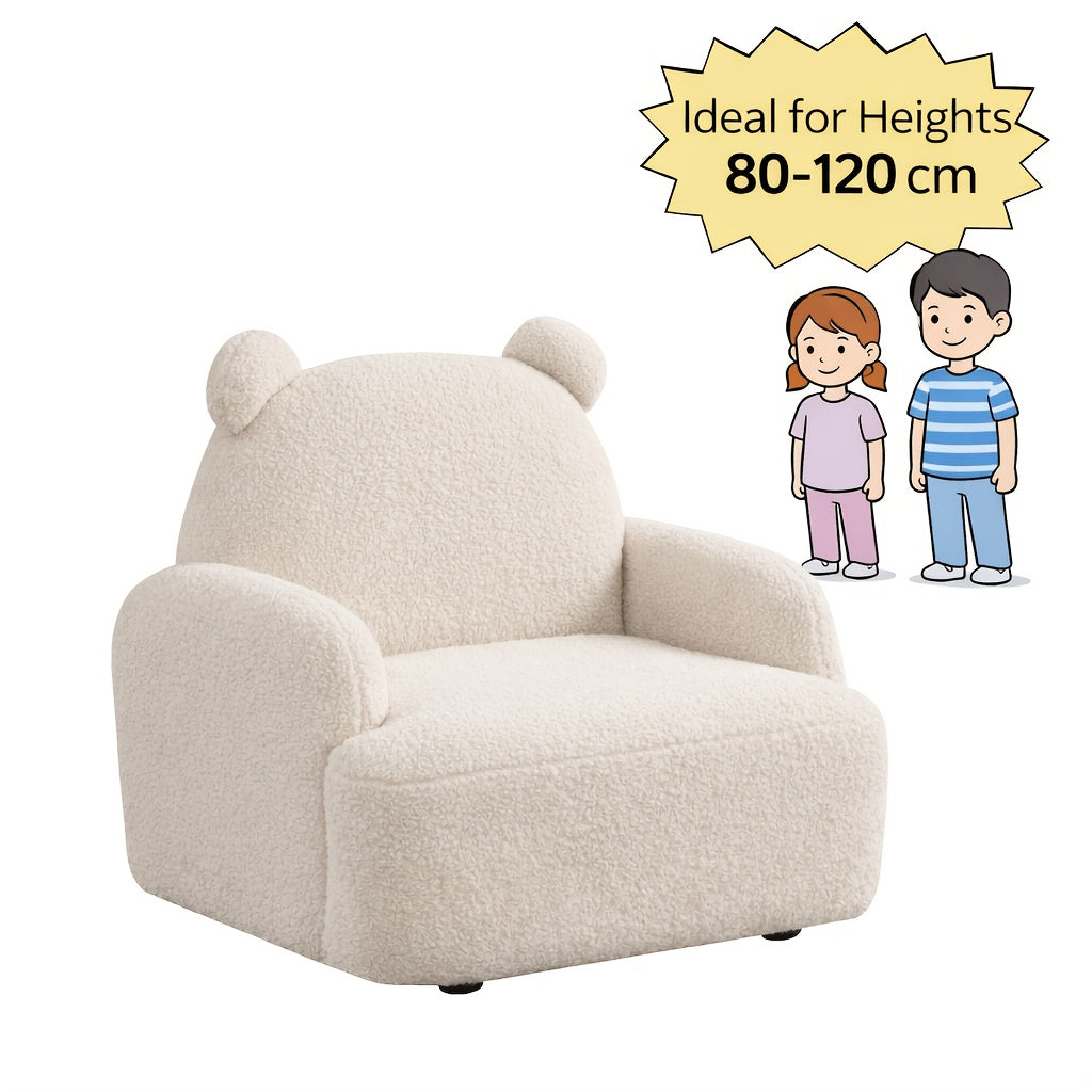 Raelynn Micro Accent Armchair, 25.5 Inch Wide Beige Sherpa Bear Shaped Lounge Chair, Mini Upholstered Armchair with Soft Boucle Fabric, Foam Cushion And Pocket Coil Support, Compact Cozy Chair for Small Spaces