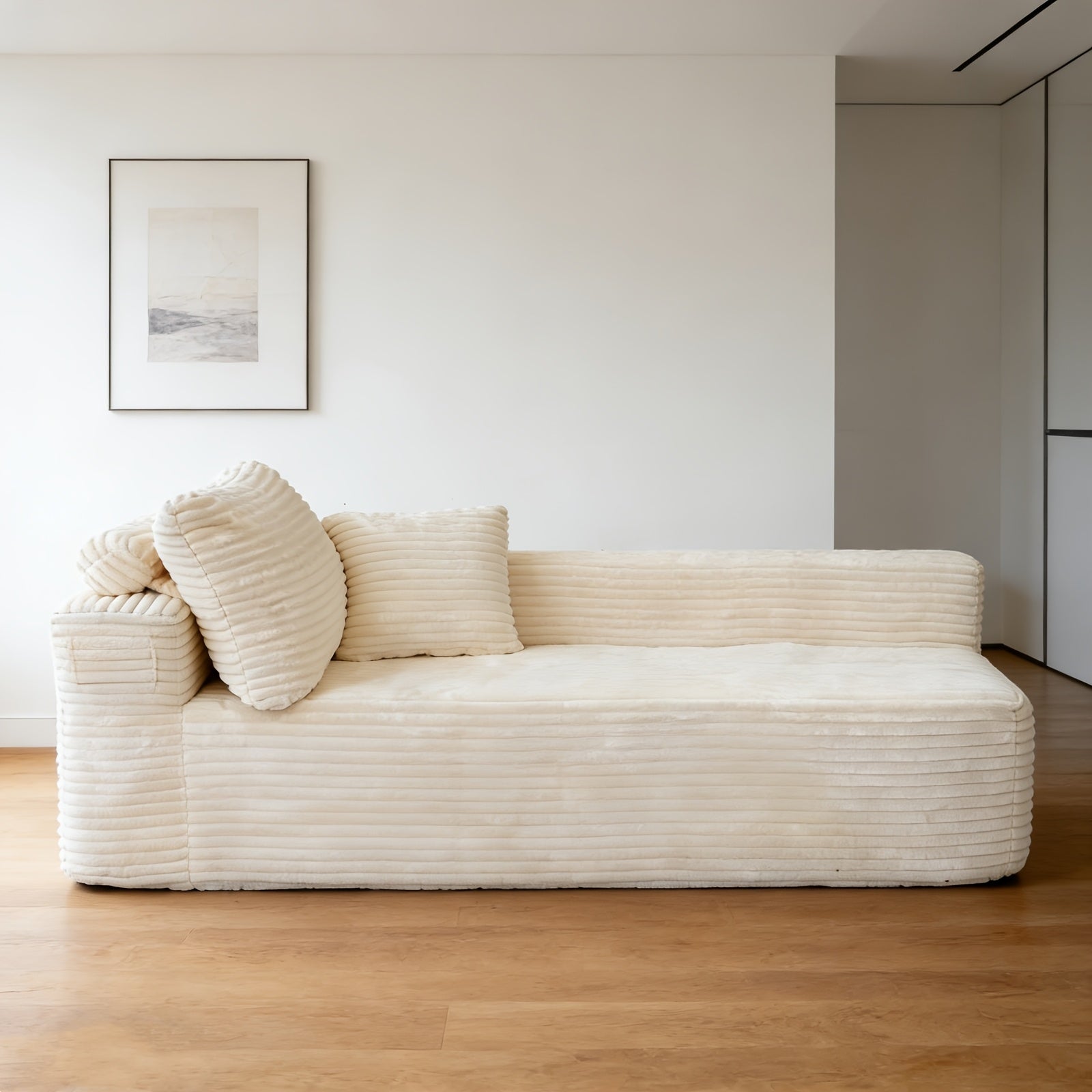 Modular Sectional Sofa, New Cloud Sectional Couch with Deep Seat, No Assembly Required, Stripe Corduroy Fabric And Memory Foam Sectional Couches, Modern Modular Sofa Couch with Chaise, Convertible Upholstered Boneless Couches for Living Room Bedroom