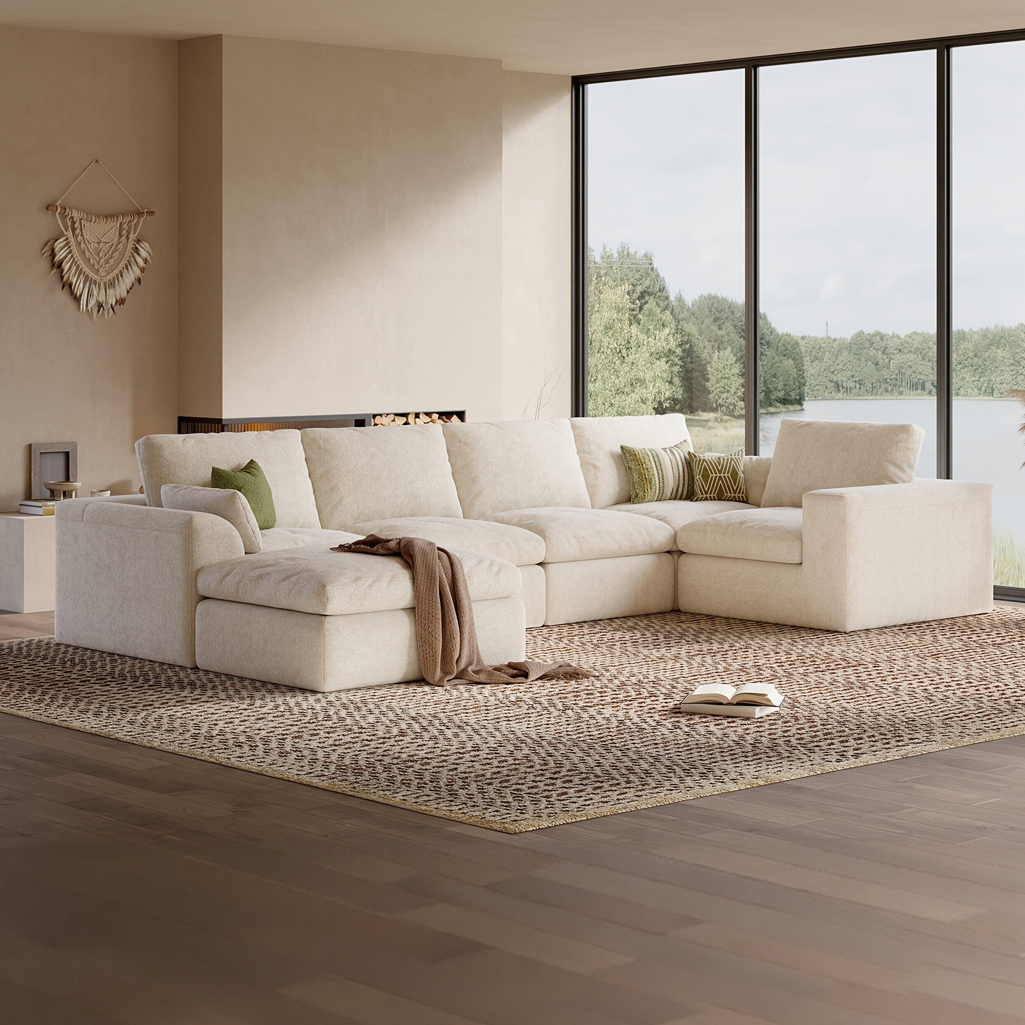 Modular Cloud Sofa Set Suitable for Living Room, Modern Sectional Couch with Foam Cushions & Corduroy Upholstery, Ergonomic Deep Seating Comfort, Sturdy Construction, Easy Assembly, Suitable for Apartment, Contemporary Home Furniture