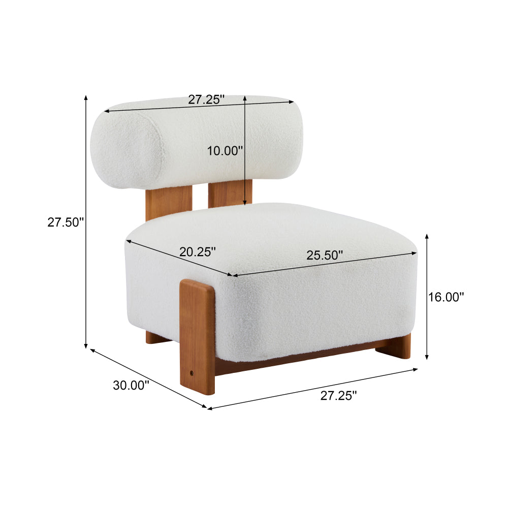 Modern Boucle Lounge Chair Suitable for - - Wide & Rolled Backrest Accent Chair with Solid Wood Frame, Soft Durable Boucle Upholstery, Compact for Small Spaces, Ideal for Living Room, Bedroom, Office (No Assembly Required)