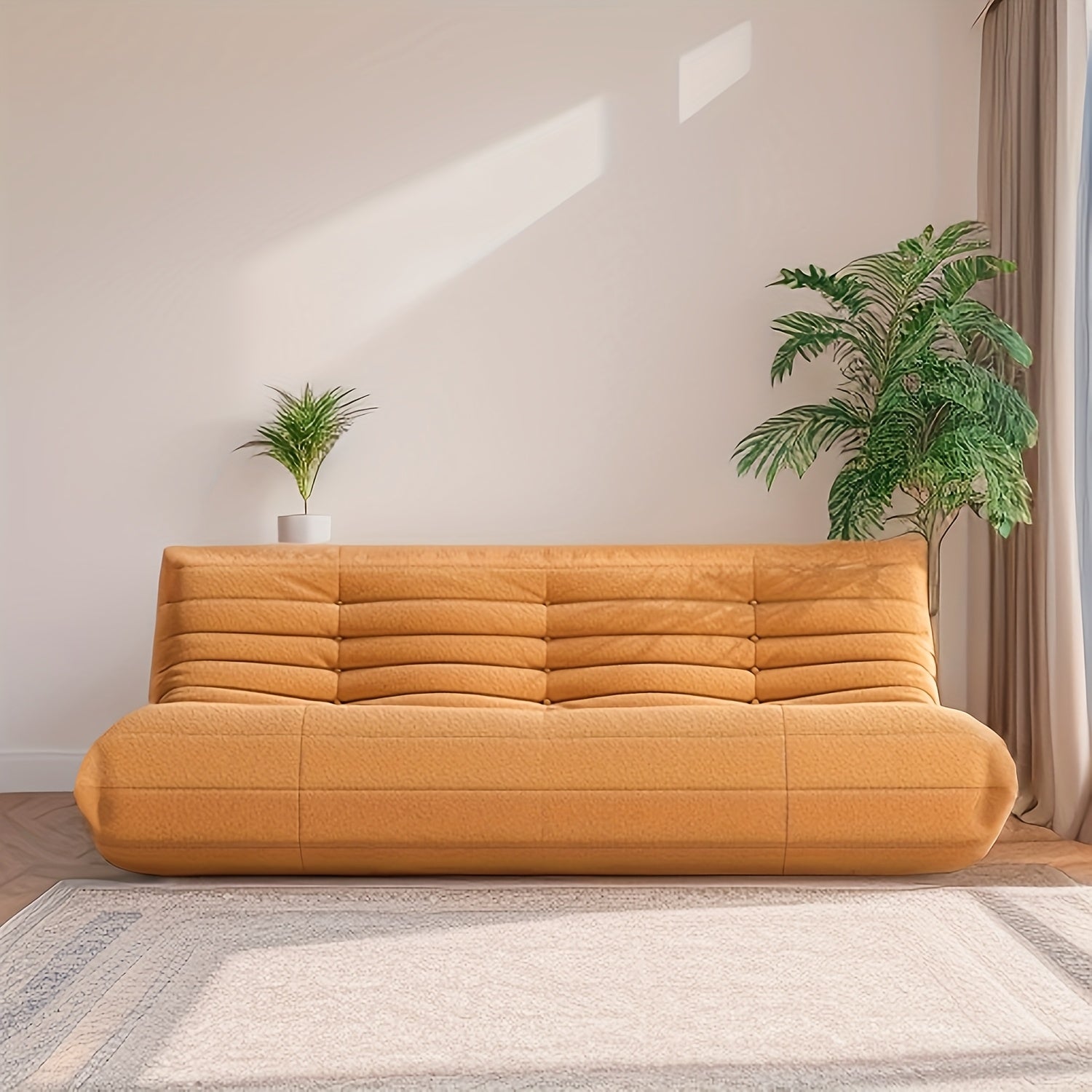 Minimalist Sofa Couch for The Living Room, Featuring a Triple Seat Design with Teddy Fleece, Suitable for Tatami Floors And Perfect As a Reading Chair in The Bedroom