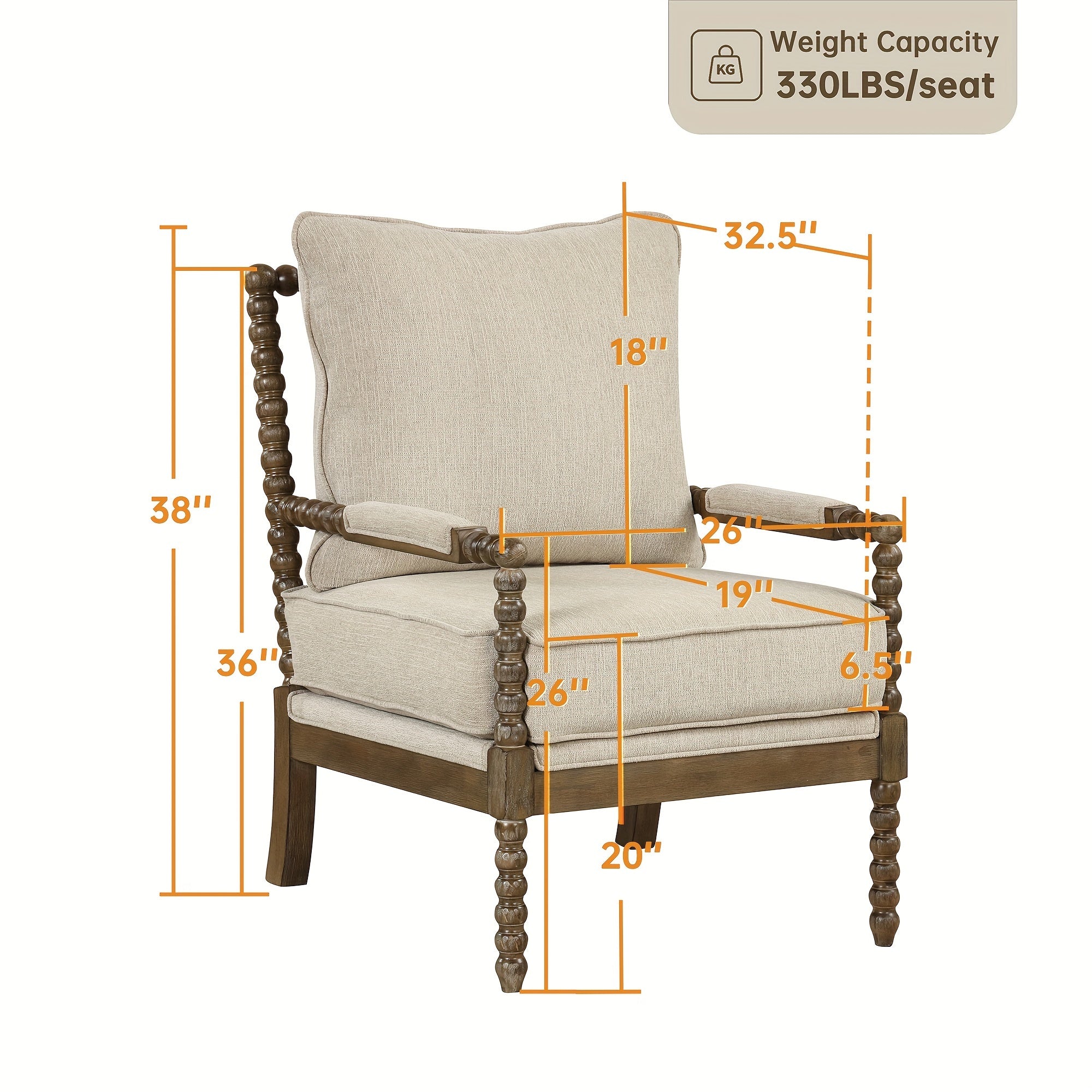 Morden Fort Beige Reading Chair | Linen | Mid Century Modern, Accent | Bedroom, Living Room | Upholstered, Comfy, Armchair, Accent Chair