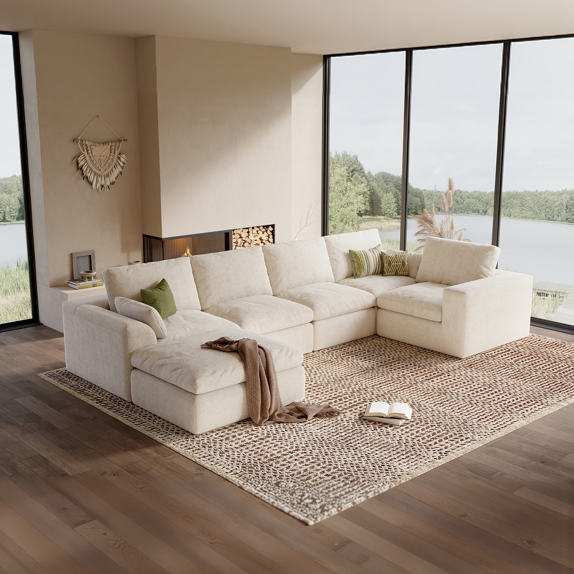Modular Cloud Sofa Set Suitable for Living Room, Modern Sectional Couch with Foam Cushions & Corduroy Upholstery, Ergonomic Deep Seating Comfort, Sturdy Construction, Easy Assembly, Suitable for Apartment, Contemporary Home Furniture