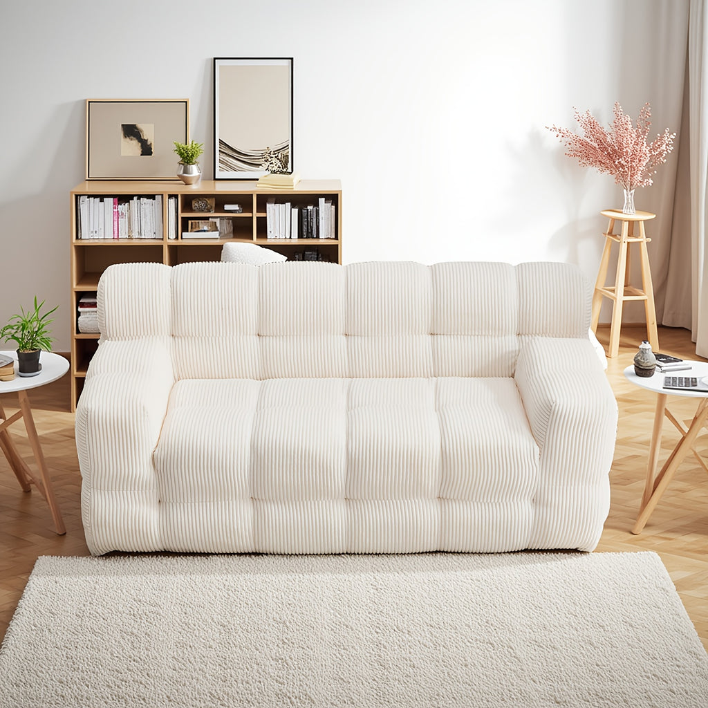 Compressed Modern Deep Seat Sofa Loveseat | Mid-century Modern Style, Green Color, Foam Material, Suitable for Living Room, Bedroom, Office - HONEYOU