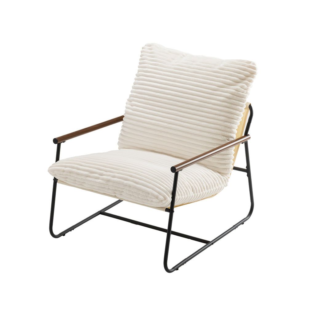 29.5in Iron Armchair with Padded Cushion, Heavy Duty Metal Accent Chair with Sponge Seat - Outdoor Patio Chair for Garden, Porch, Living Room - Modern Lounge Chair with Arms