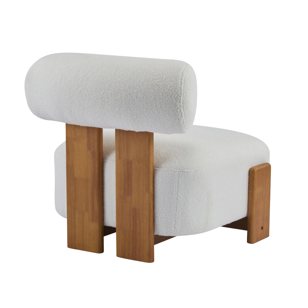 Modern Boucle Lounge Chair Suitable for - - Wide & Rolled Backrest Accent Chair with Solid Wood Frame, Soft Durable Boucle Upholstery, Compact for Small Spaces, Ideal for Living Room, Bedroom, Office (No Assembly Required)