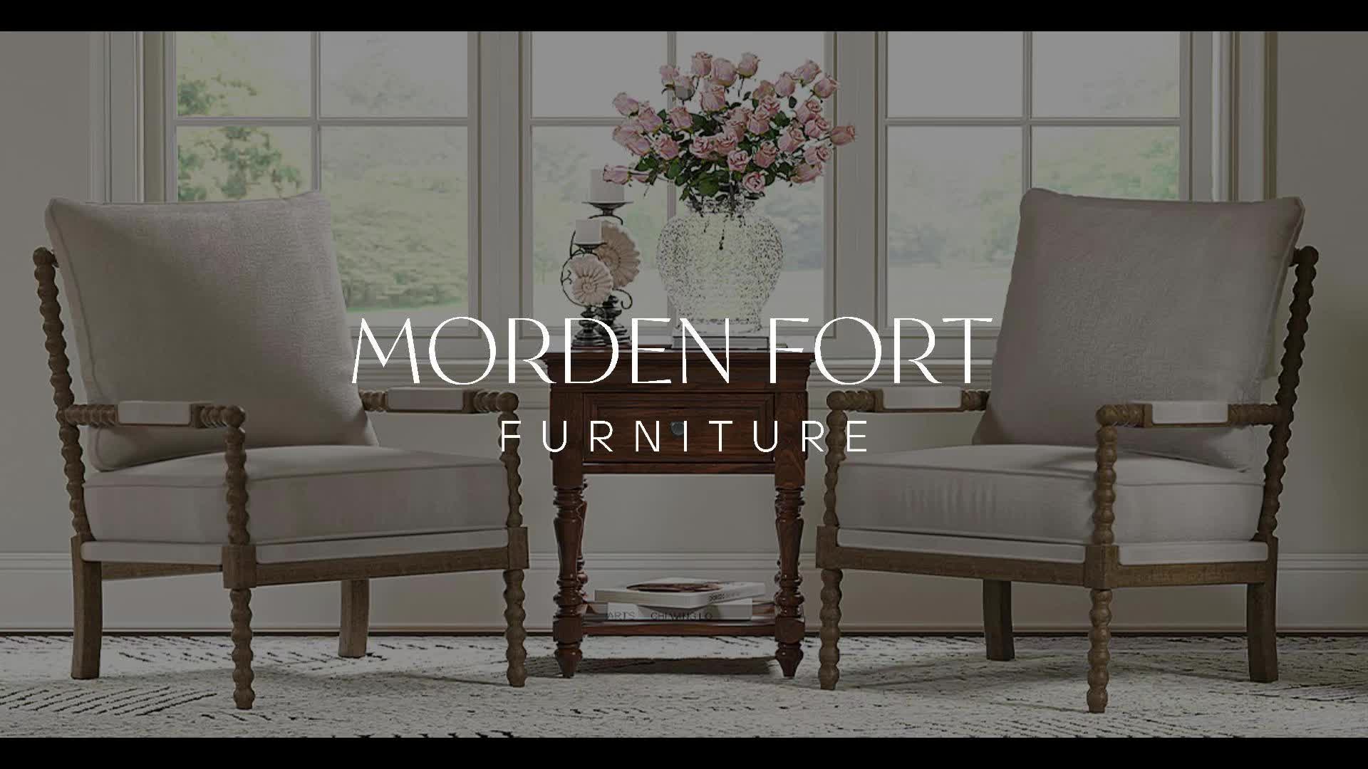 Morden Fort Beige Reading Chair | Linen | Mid Century Modern, Accent | Bedroom, Living Room | Upholstered, Comfy, Armchair, Accent Chair