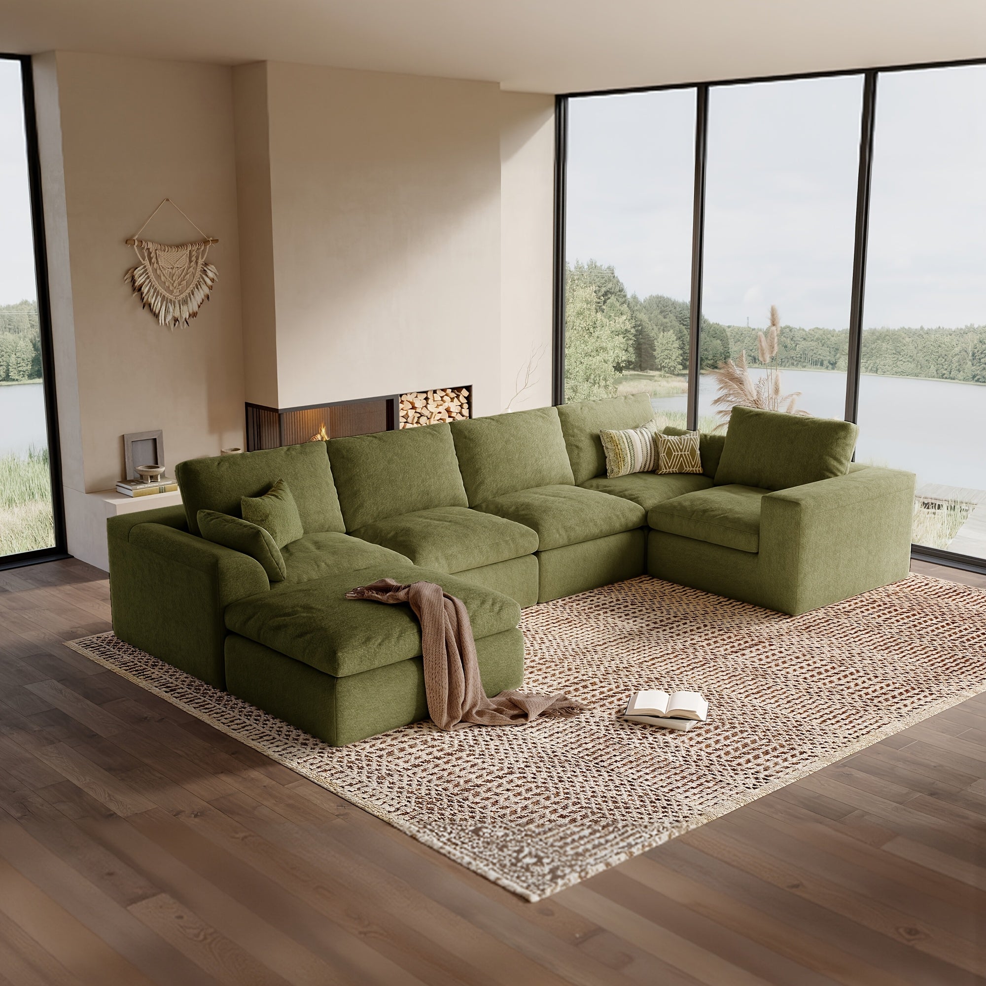Modular Cloud Sofa Set Suitable for Living Room, Modern Sectional Couch with Foam Cushions & Corduroy Upholstery, Ergonomic Deep Seating Comfort, Sturdy Construction, Easy Assembly, Suitable for Apartment, Contemporary Home Furniture