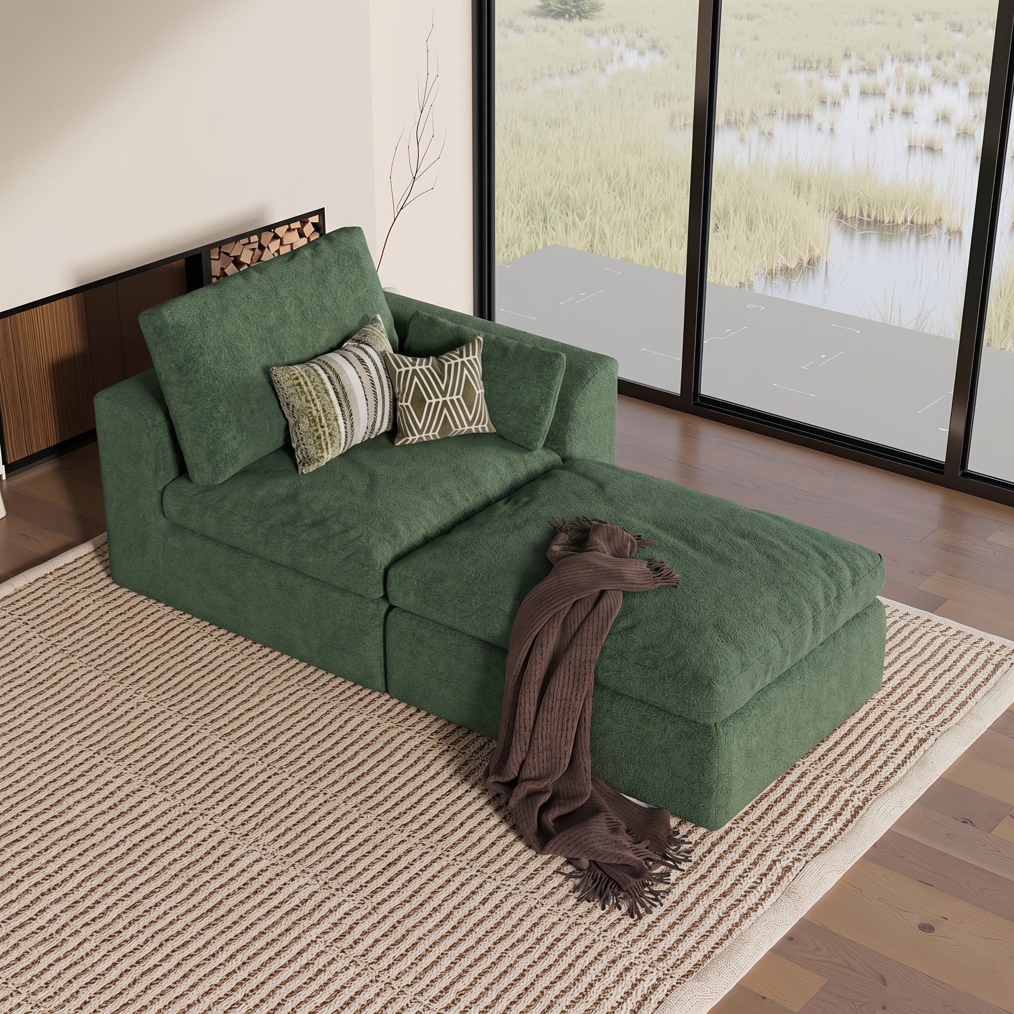 Modular Cloud Sofa Set Suitable for Living Room, Modern Sectional Couch with Foam Cushions & Corduroy Upholstery, Ergonomic Deep Seating Comfort, Sturdy Construction, Easy Assembly, Suitable for Apartment, Contemporary Home Furniture