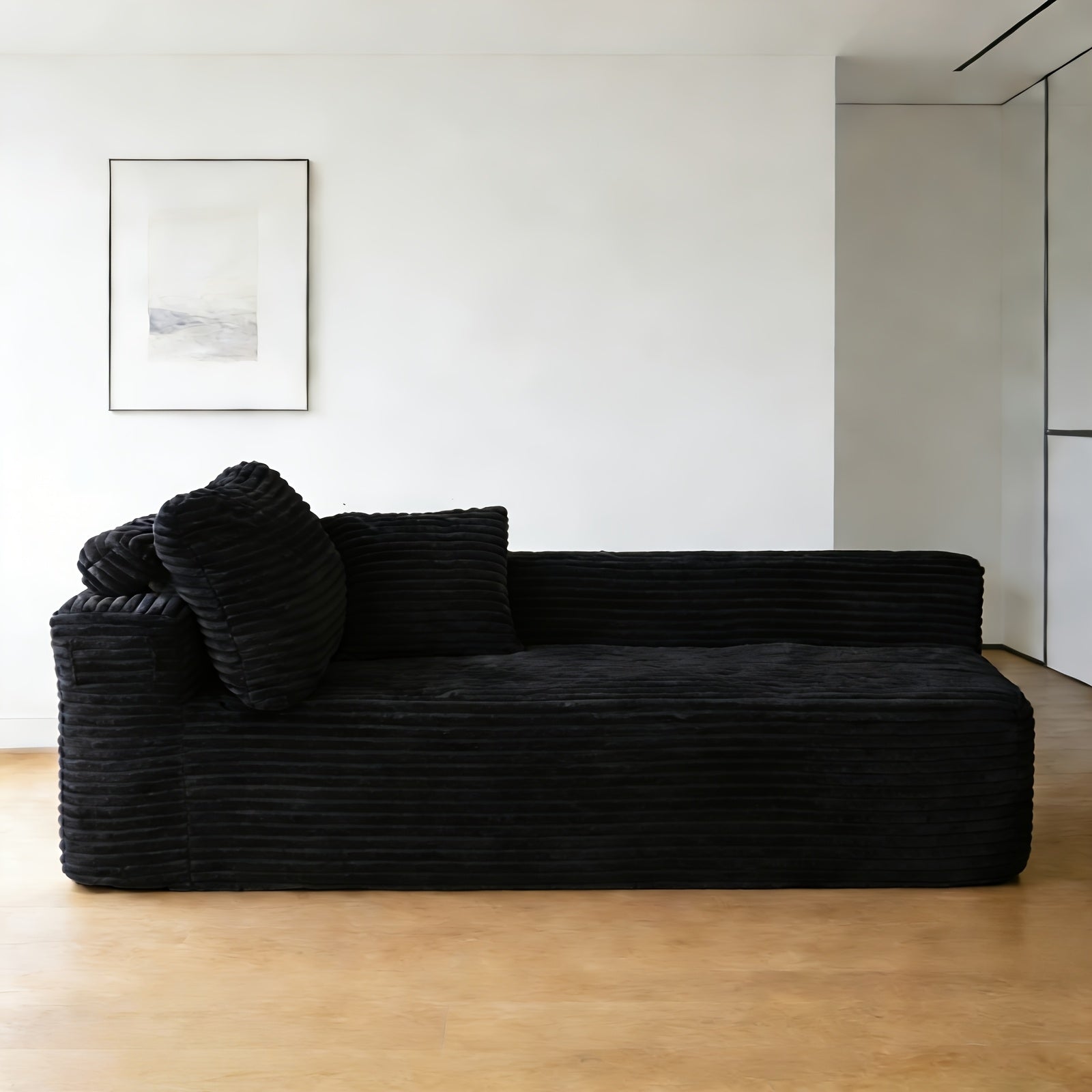 Modular Sectional Sofa, New Cloud Sectional Couch with Deep Seat, No Assembly Required, Stripe Corduroy Fabric And Memory Foam Sectional Couches, Modern Modular Sofa Couch with Chaise, Convertible Upholstered Boneless Couches for Living Room Bedroom