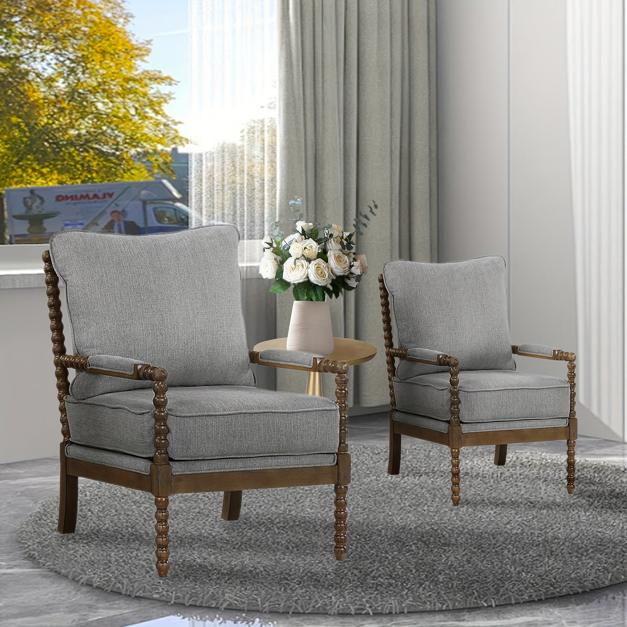 Morden Fort Beige Reading Chair | Linen | Mid Century Modern, Accent | Bedroom, Living Room | Upholstered, Comfy, Armchair, Accent Chair