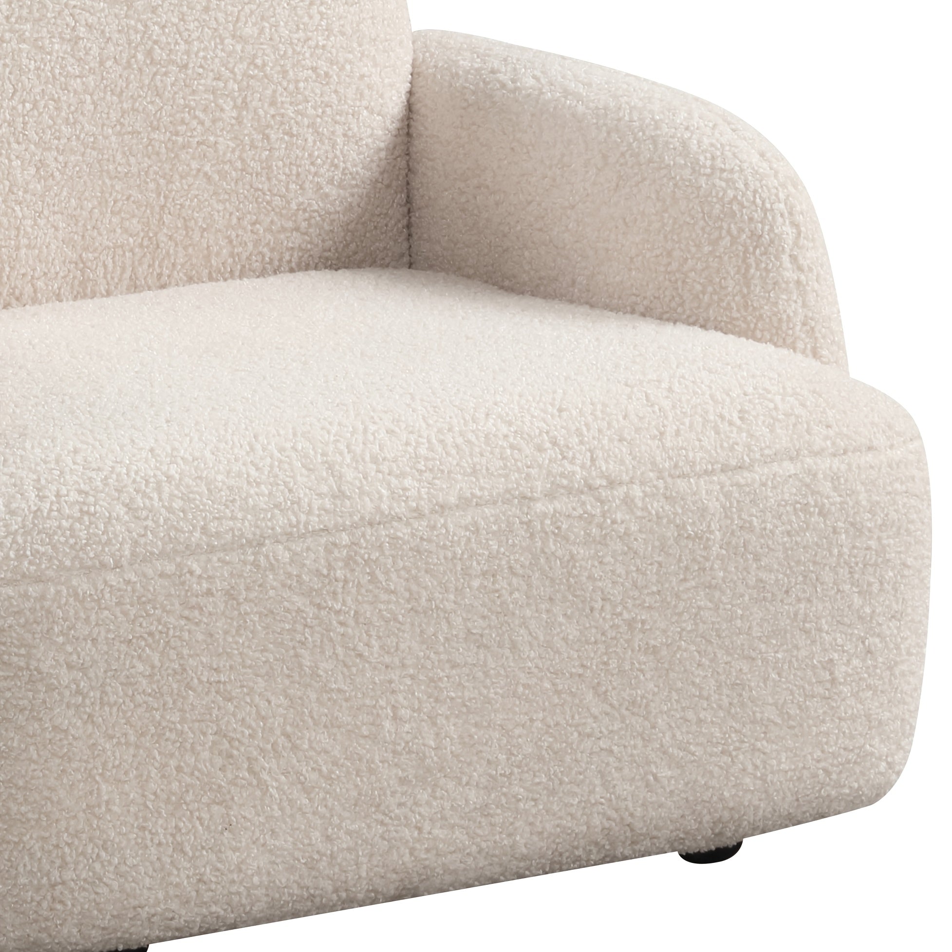 Raelynn Micro Accent Armchair, 25.5 Inch Wide Beige Sherpa Bear Shaped Lounge Chair, Mini Upholstered Armchair with Soft Boucle Fabric, Foam Cushion And Pocket Coil Support, Compact Cozy Chair for Small Spaces