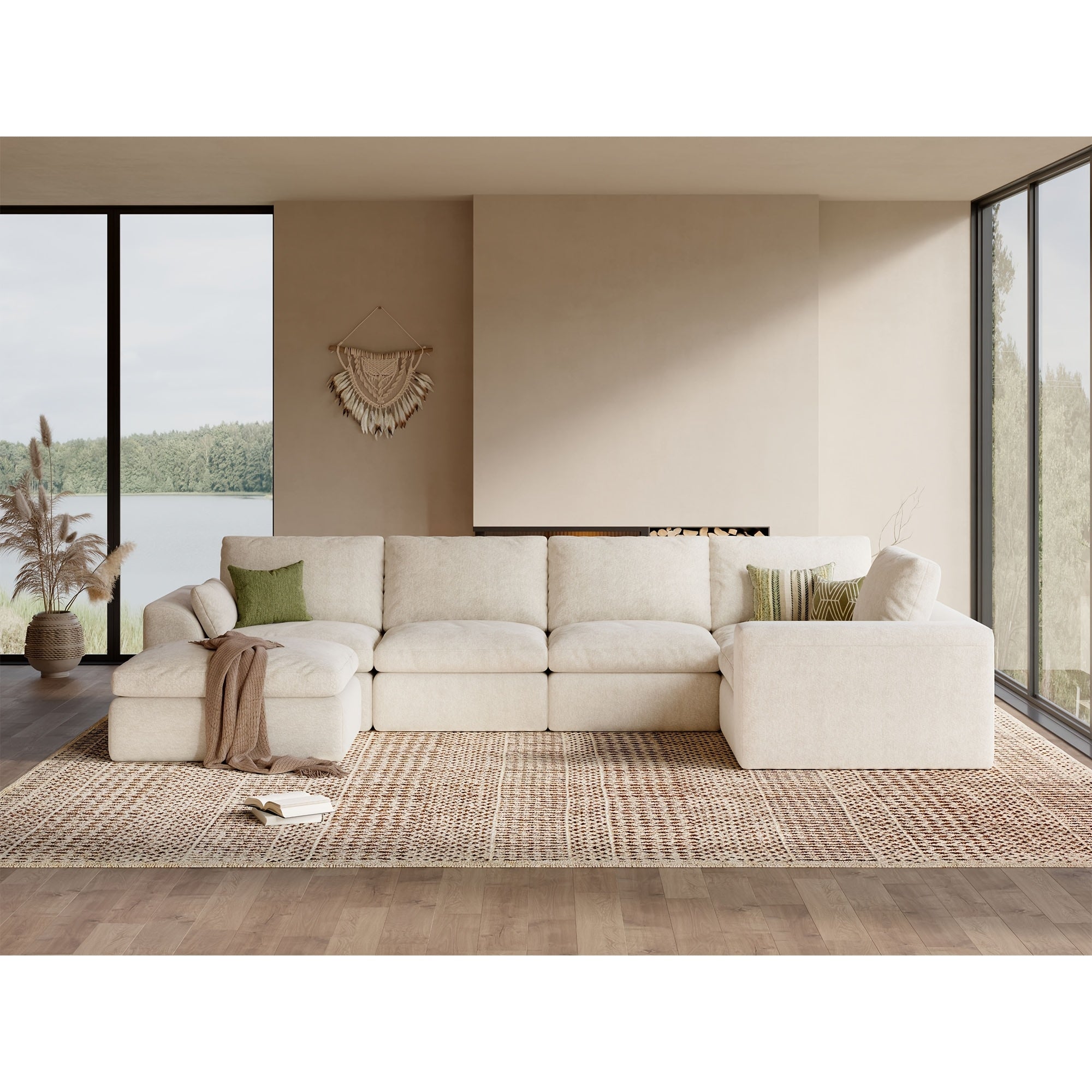 Modular Cloud Sofa Set Suitable for Living Room, Modern Sectional Couch with Foam Cushions & Corduroy Upholstery, Ergonomic Deep Seating Comfort, Sturdy Construction, Easy Assembly, Suitable for Apartment, Contemporary Home Furniture