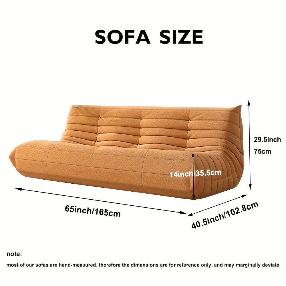 Minimalist Sofa Couch for The Living Room, Featuring a Triple Seat Design with Teddy Fleece, Suitable for Tatami Floors And Perfect As a Reading Chair in The Bedroom