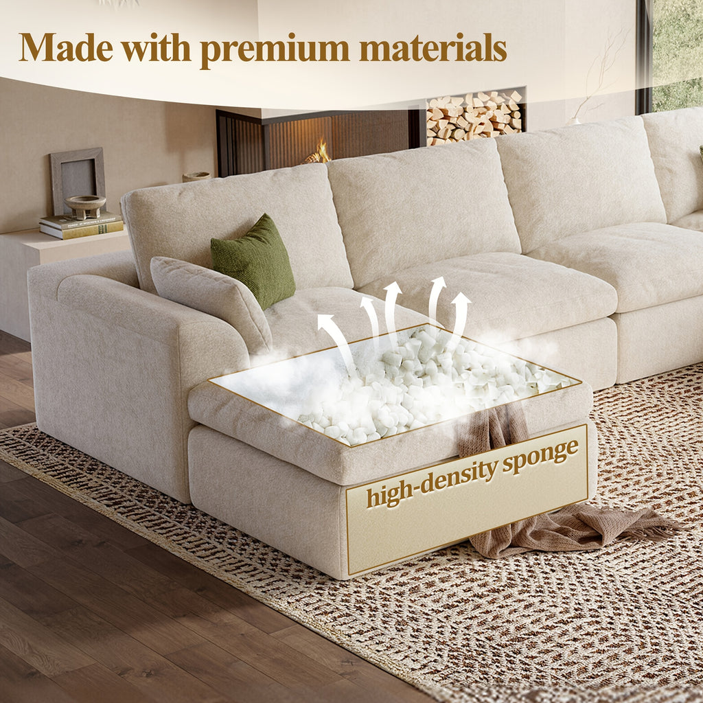 Modular Cloud Sofa Set Suitable for Living Room, Modern Sectional Couch with Foam Cushions & Corduroy Upholstery, Ergonomic Deep Seating Comfort, Sturdy Construction, Easy Assembly, Suitable for Apartment, Contemporary Home Furniture