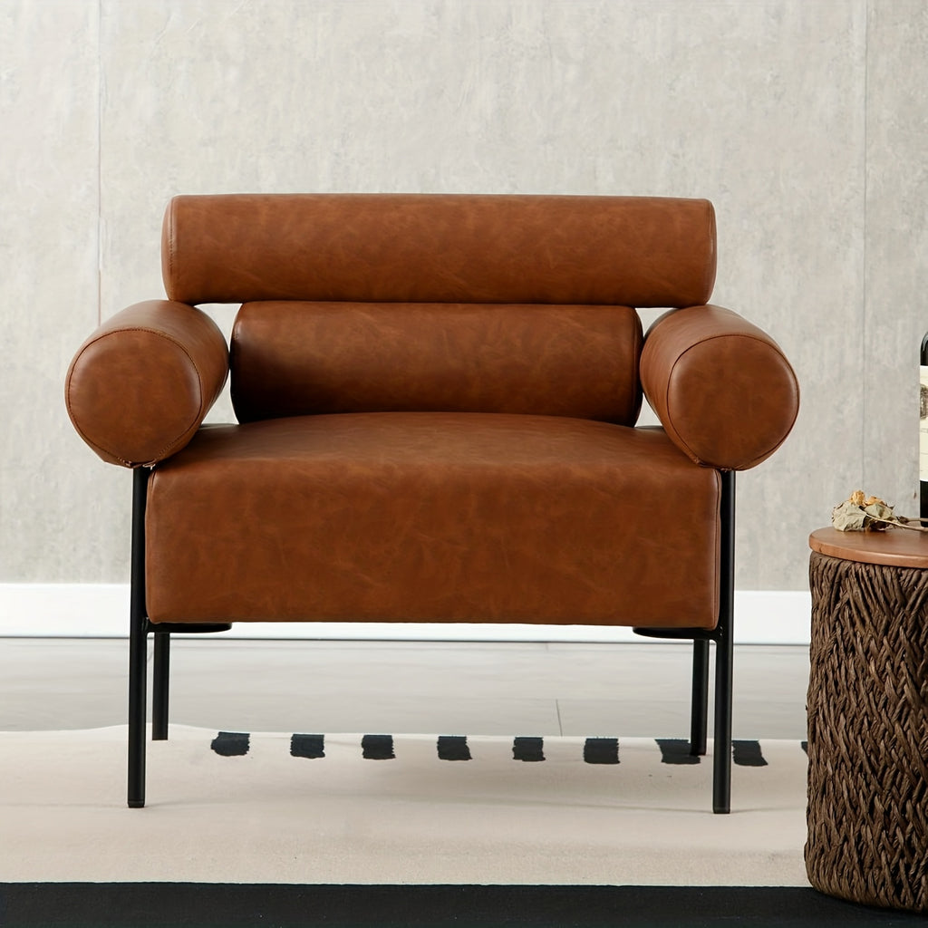1pc Oversized Accent Chair with Metal Legs, Comfy Side Chair with Padded Back, Modern Upholstered Chair with 8.5\