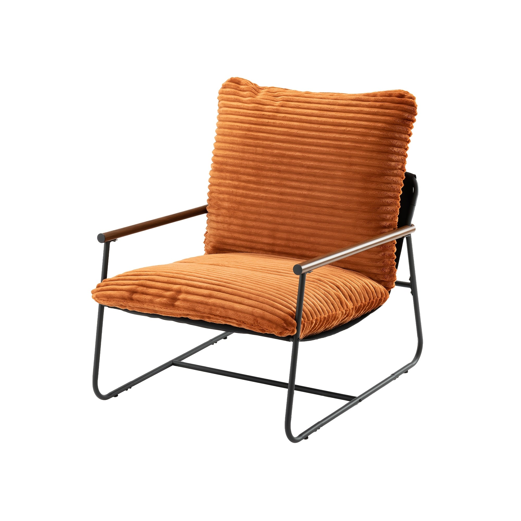 29.5in Iron Armchair with Padded Cushion, Heavy Duty Metal Accent Chair with Sponge Seat - Outdoor Patio Chair for Garden, Porch, Living Room - Modern Lounge Chair with Arms