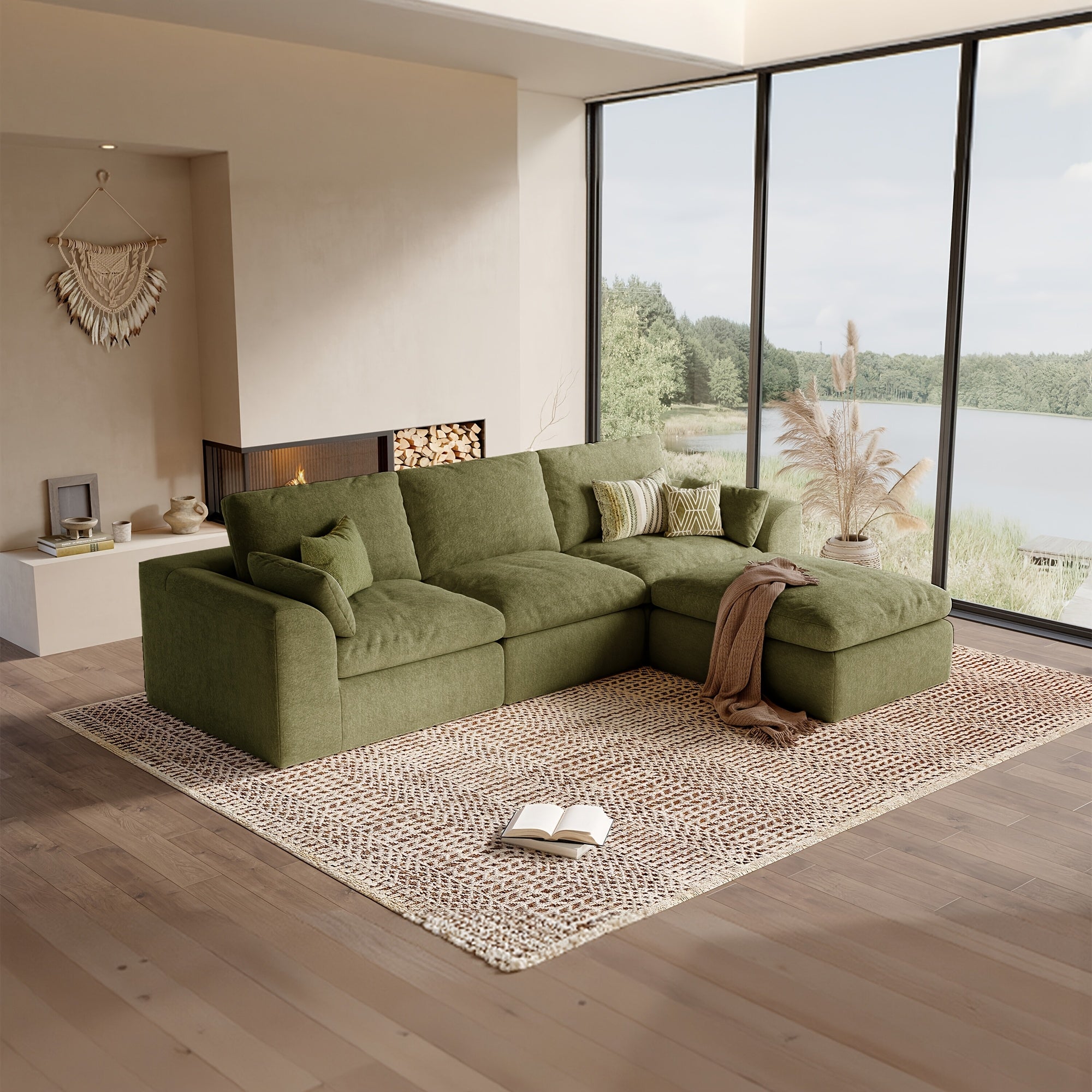 Modular Cloud Sofa Set Suitable for Living Room, Modern Sectional Couch with Foam Cushions & Corduroy Upholstery, Ergonomic Deep Seating Comfort, Sturdy Construction, Easy Assembly, Suitable for Apartment, Contemporary Home Furniture