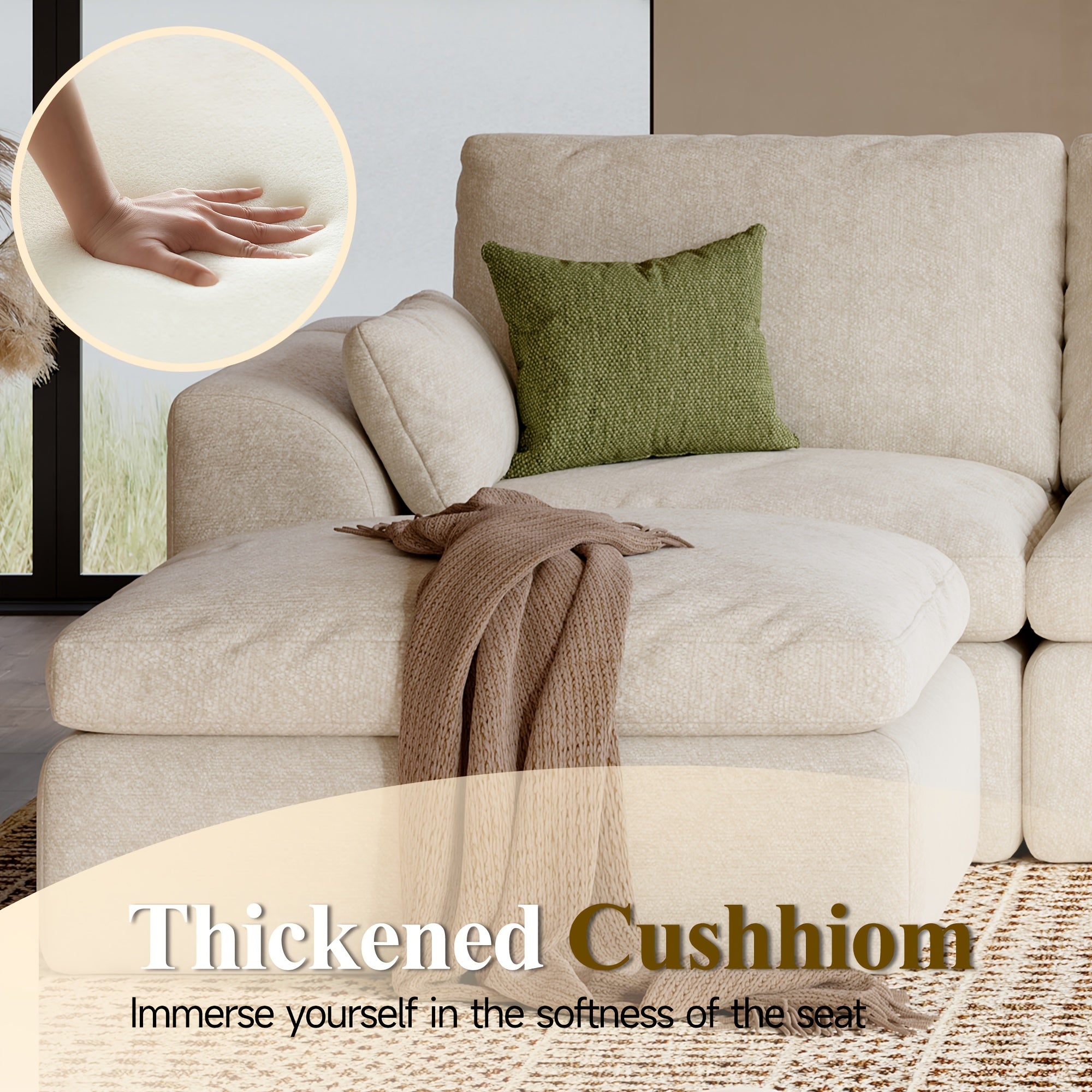 Modular Cloud Sofa Set Suitable for Living Room, Modern Sectional Couch with Foam Cushions & Corduroy Upholstery, Ergonomic Deep Seating Comfort, Sturdy Construction, Easy Assembly, Suitable for Apartment, Contemporary Home Furniture