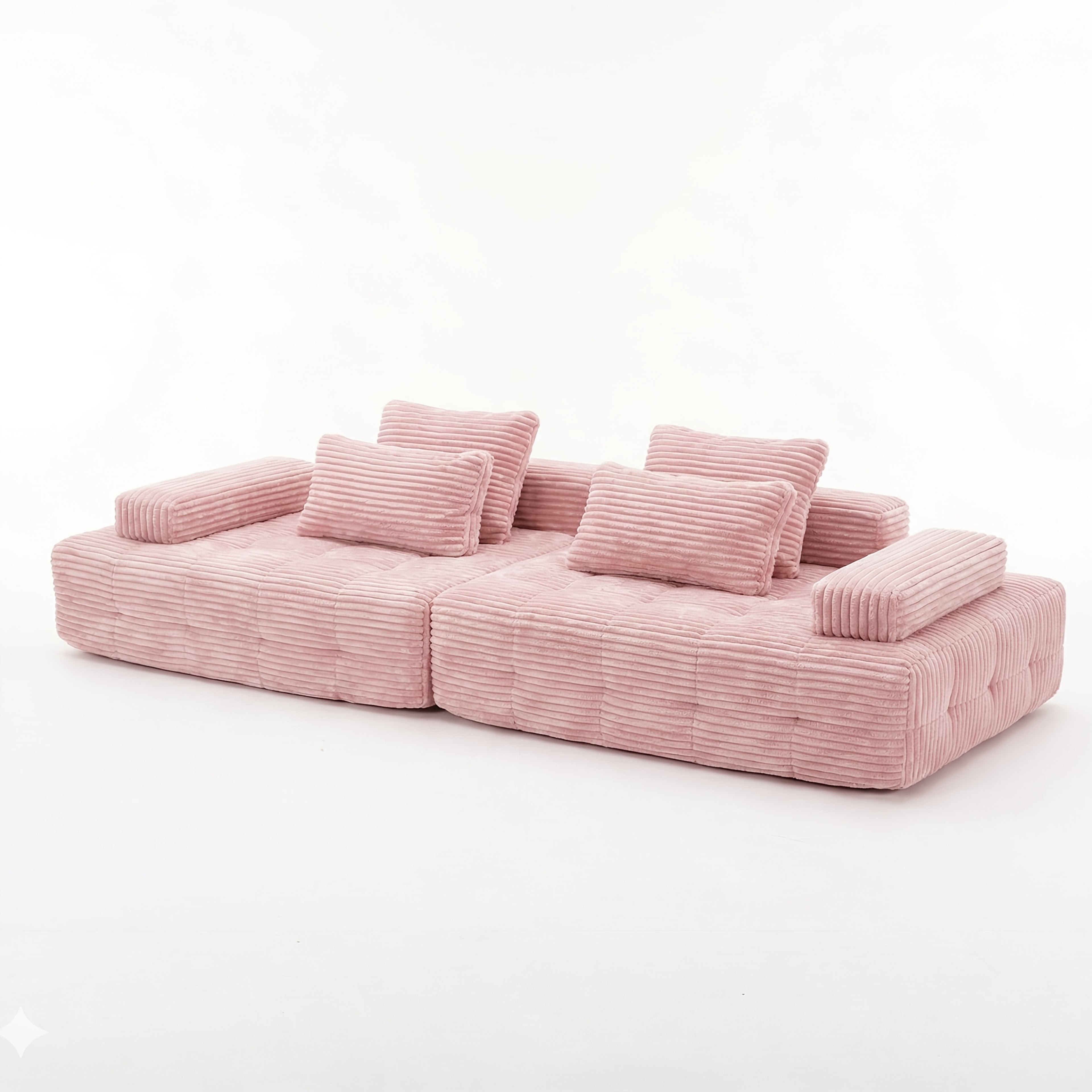 110.24 Inch Striped Corduroy Fabric Modular Combination Sofa, Extra Large Four-Seat Memory Foam Sofa, Boneless Couch, Sofa Bed, Cloud Couch, Furniture For Living Room, (Black, Gray, White, Pink), Valentine'S Day Gifts