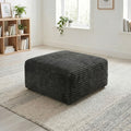 1pc Jumbo Cord Square Pouf Ottoman - Plush Foam Core, Textured Striped Upholstery - Versatile Footstool for Living Room And Bedroom - Lightweight Portable Decor - Durable Woven Fabric - Cozy Contemporary Home Accent