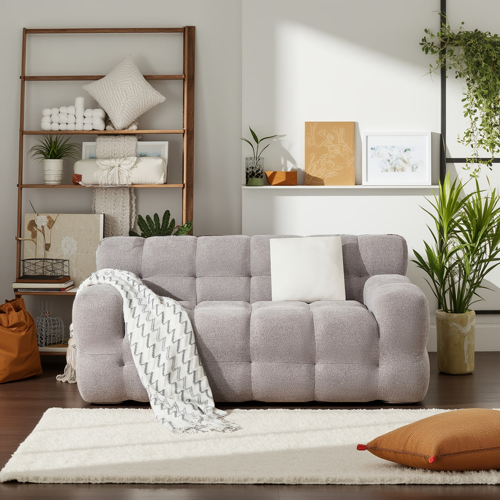 Compressed Modern Deep Seat Sofa Loveseat | Mid-century Modern Style, Green Color, Foam Material, Suitable for Living Room, Bedroom, Office - HONEYOU